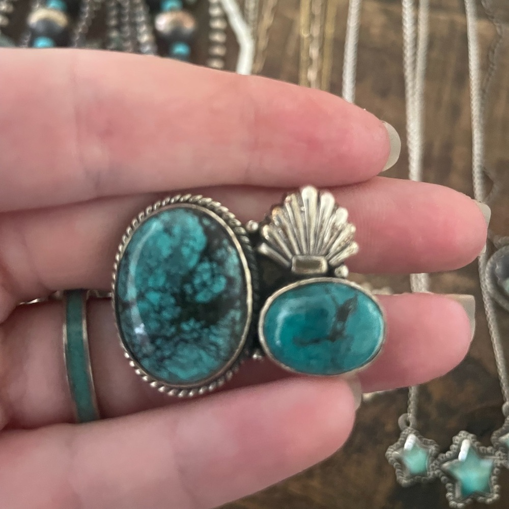 Hubei turquoise and 925 ring